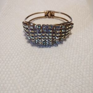 Vintage AB Stone Hinged Clamper Bracelet